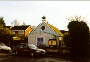 A Mission Hut at the west end of town. The bell is thought to be a "stock" bell but we don't know where from.